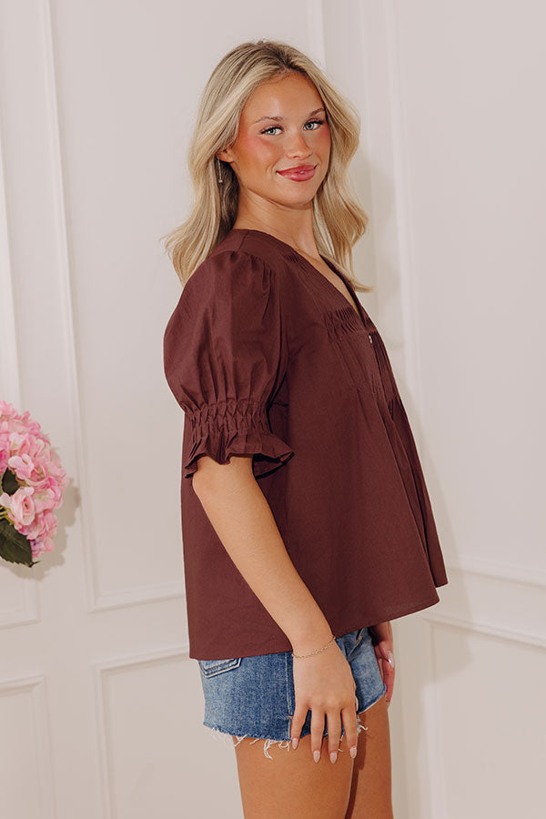 Uptown Darling Button Down Top in Plum Image - 4