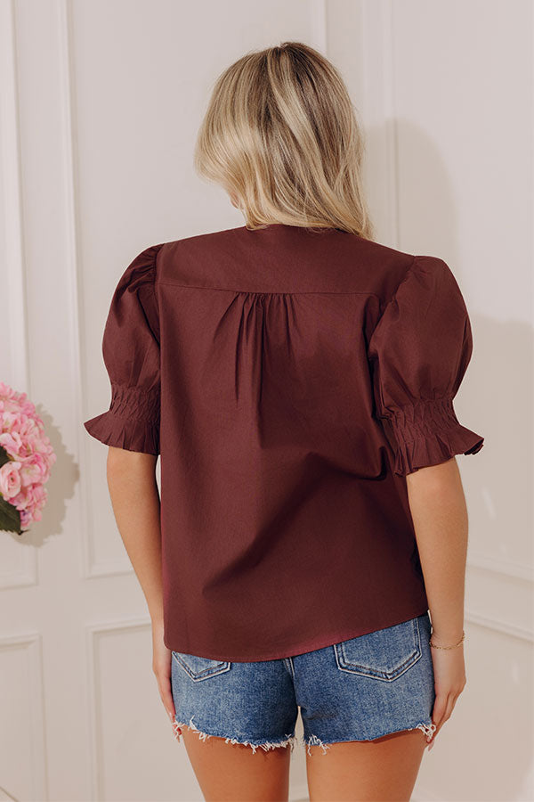 Uptown Darling Button Down Top in Plum Image - 5