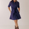 Casual Moments Front Tie Mini Dress in Navy Image - 1