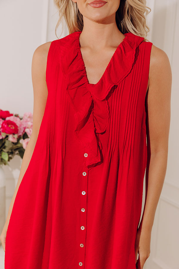 Cheers To That Ruffle Button Down Mini Dress Image - 2