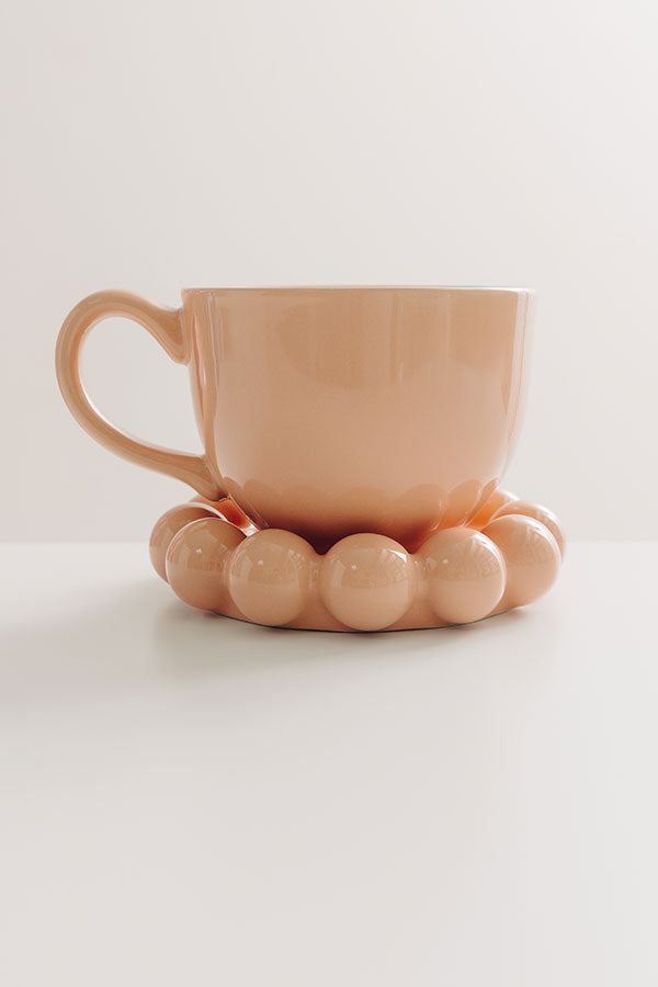 Spill The Tea Stoneware Mug in Peach Image - 1