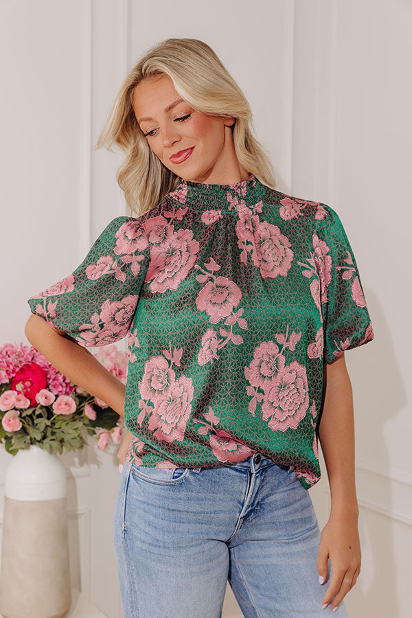 Sweet Elegance Floral Jacquard Top Image - 1