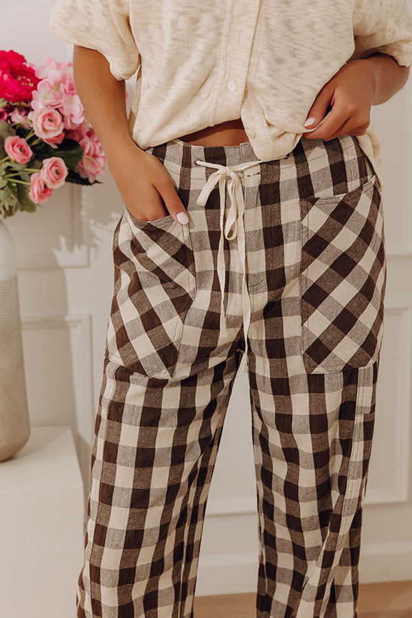 The Sammy High Waist Gingham Barrel Leg Pants Image - 2