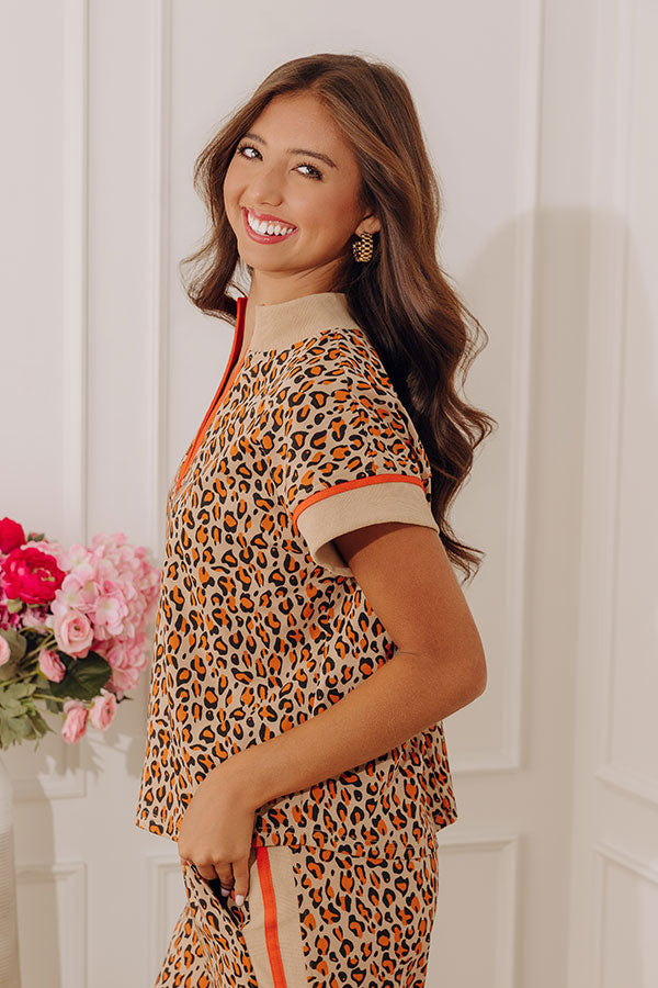 Wild At Heart Quarter Zip Leopard Top Image - 3