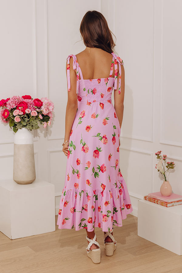 Rose Garden Bliss Floral Midi Dress Image - 4