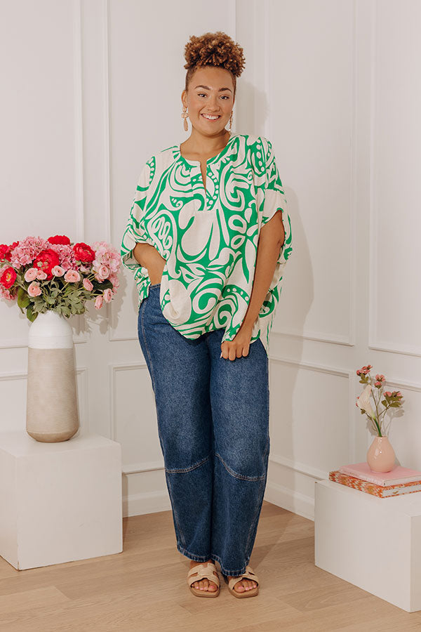 Vacay Mindset Oversized Dolman Top in Green Curves Image - 1