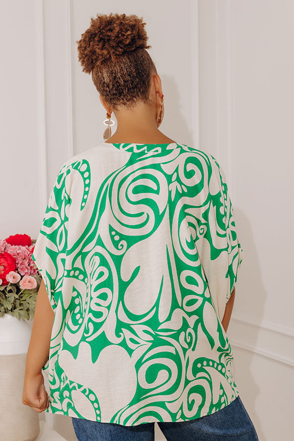 Vacay Mindset Oversized Dolman Top in Green Curves Image - 4