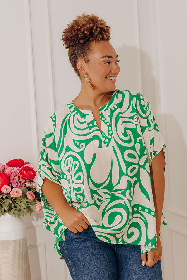 Vacay Mindset Oversized Dolman Top in Green Curves Image - 5