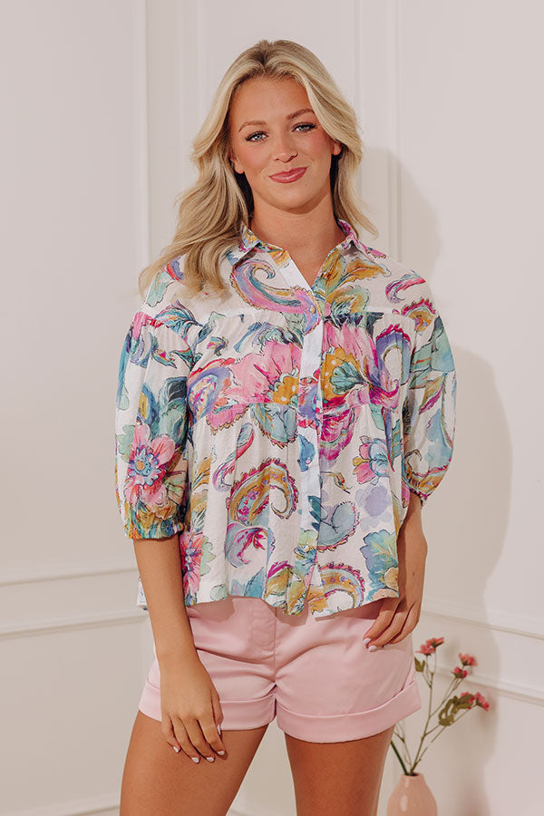 Sweet Moments Floral Babydoll Top in White