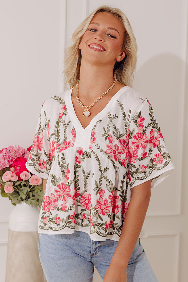 Courtyard Bloom Embroidered Top Image - 1