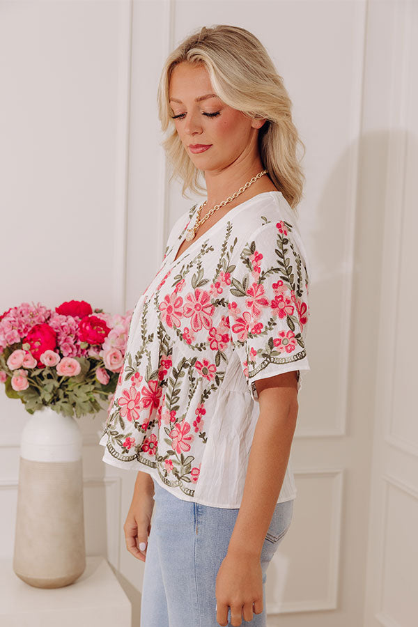Courtyard Bloom Embroidered Top Image - 4