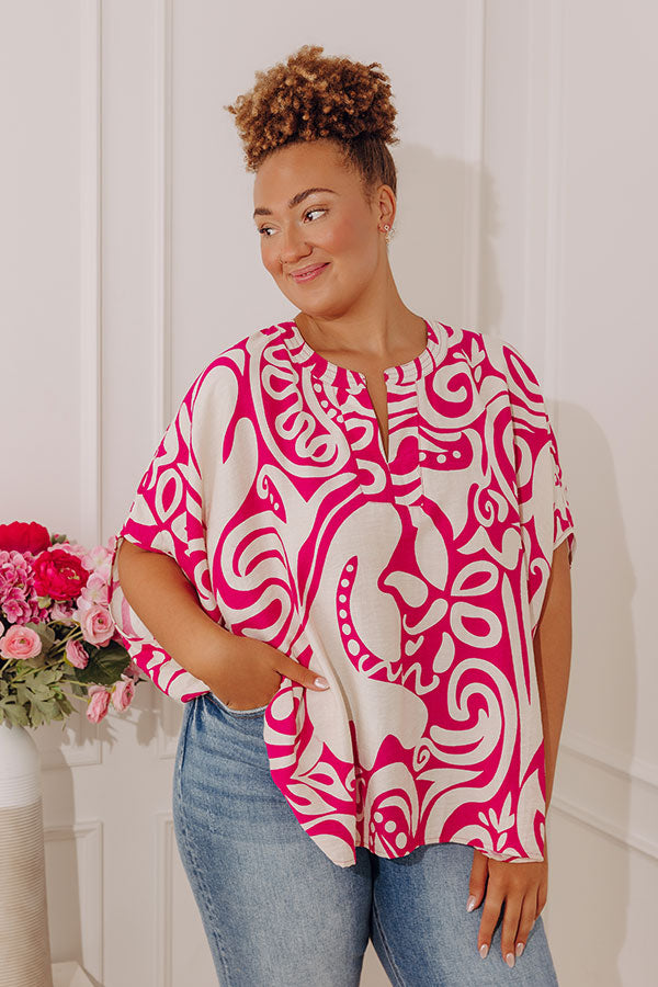 Vacay Mindset Oversized Dolman Top in Fuchsia Curves Image - 2