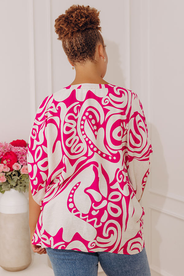 Vacay Mindset Oversized Dolman Top in Fuchsia Curves Image - 4