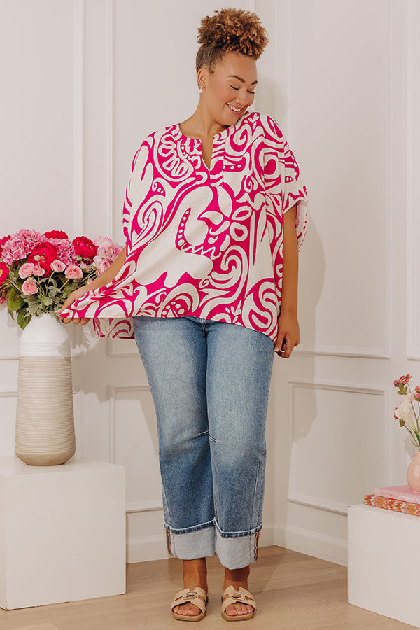Vacay Mindset Oversized Dolman Top in Fuchsia Curves Image - 1