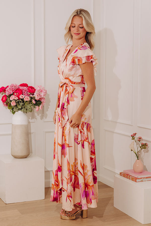 Endless Romance Stain Floral Wrap Maxi Dress Image - 4