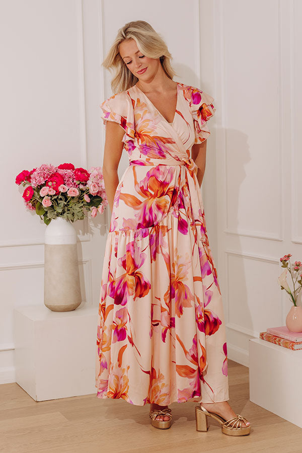 Endless Romance Stain Floral Wrap Maxi Dress Image - 3