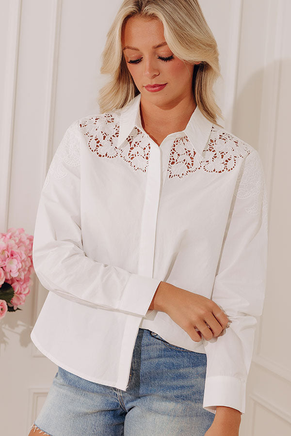 Simply Serene Embroidered Button Up Top Image - 2