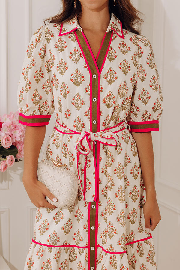 Brunch Plans Floral Button Down Midi Dress Image - 5
