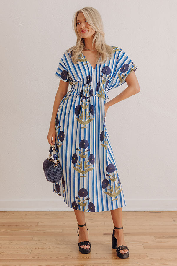 Boardwalk Bloom Stripe Midi Dress Image - 1