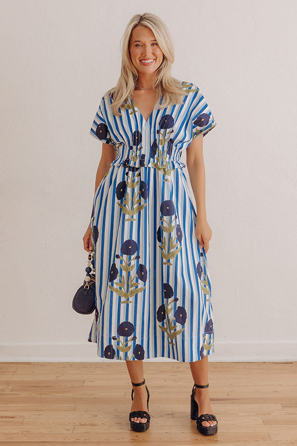 Boardwalk Bloom Stripe Midi Dress Image - 2
