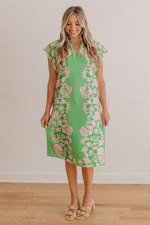 Garden Getaway Floral Satin Midi Dress Image - 2
