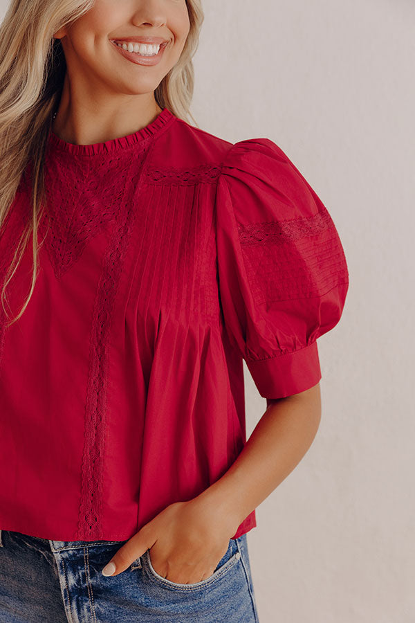 Love in the Details Pleated Top in Wine Image - 5
