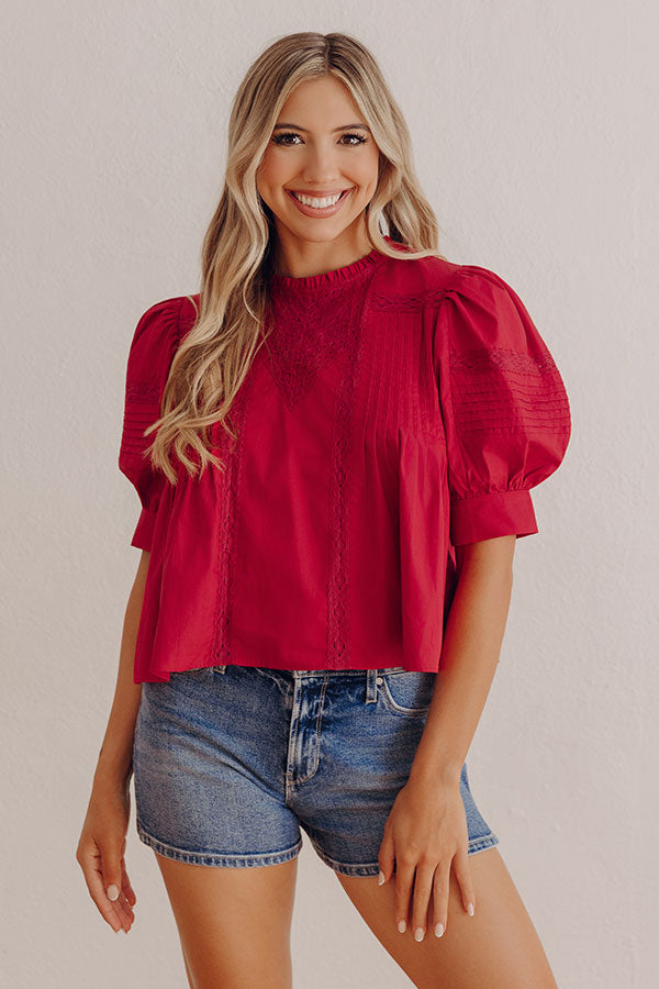 Love in the Details Pleated Top in Wine