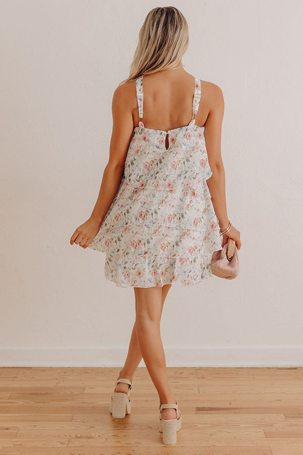 Whispering Petals Floral Tiered Mini Dress Image - 4