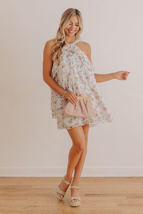 Whispering Petals Floral Tiered Mini Dress Image - 1
