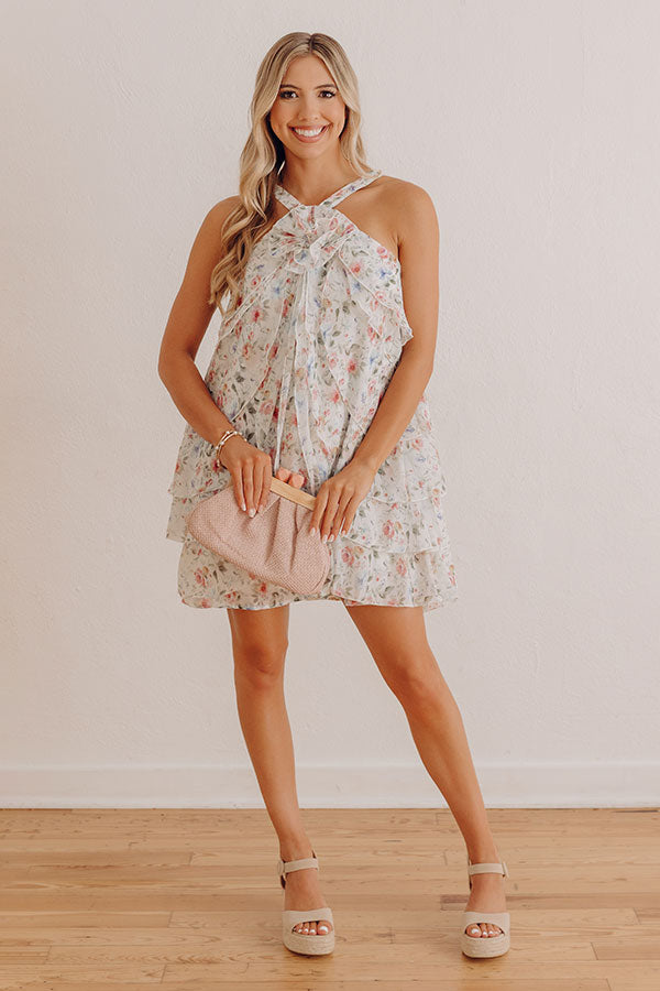 Whispering Petals Floral Tiered Mini Dress Image - 5