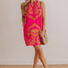 Coastline Chic Embroidered Mini Dress Hot Pink Image - 1
