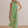 Paradise Lane Floral Satin Midi Dress in Lime Image - 1