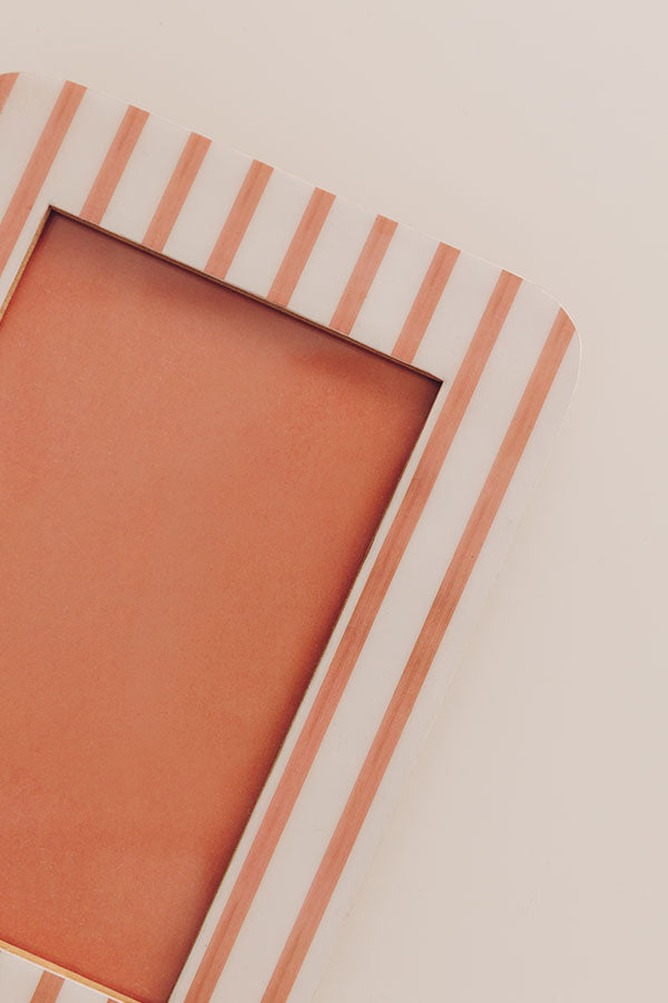 Love In The Details Stripe Photo Frame in Coral Pink Image - 2