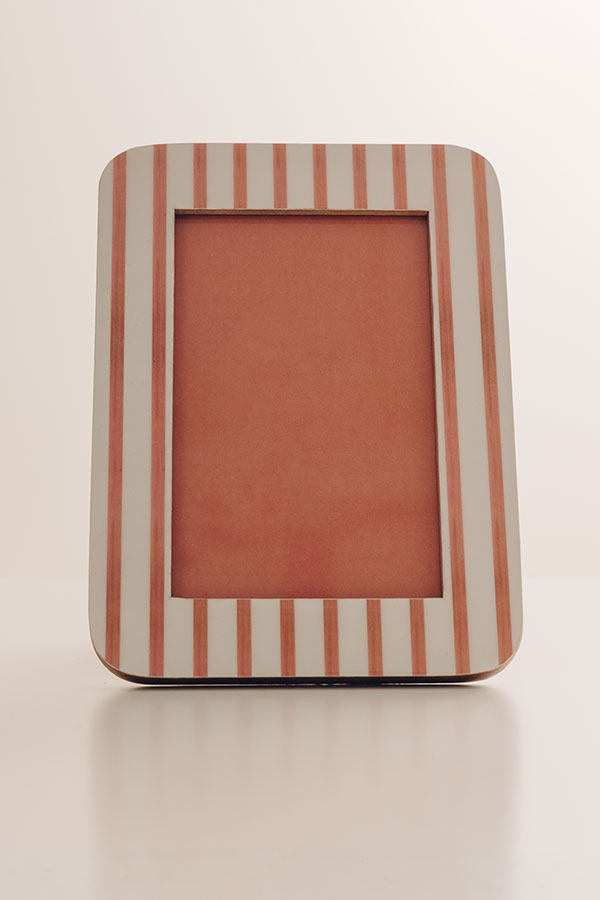 Love In The Details Stripe Photo Frame in Coral Pink Image - 3