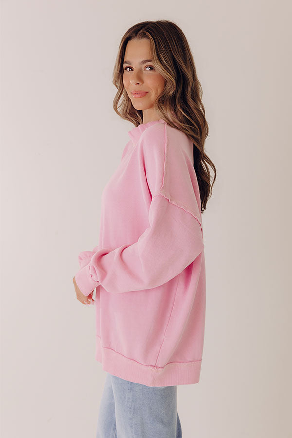 Relax and Repeat Oversized Sweatshirt in Pink Image - 4