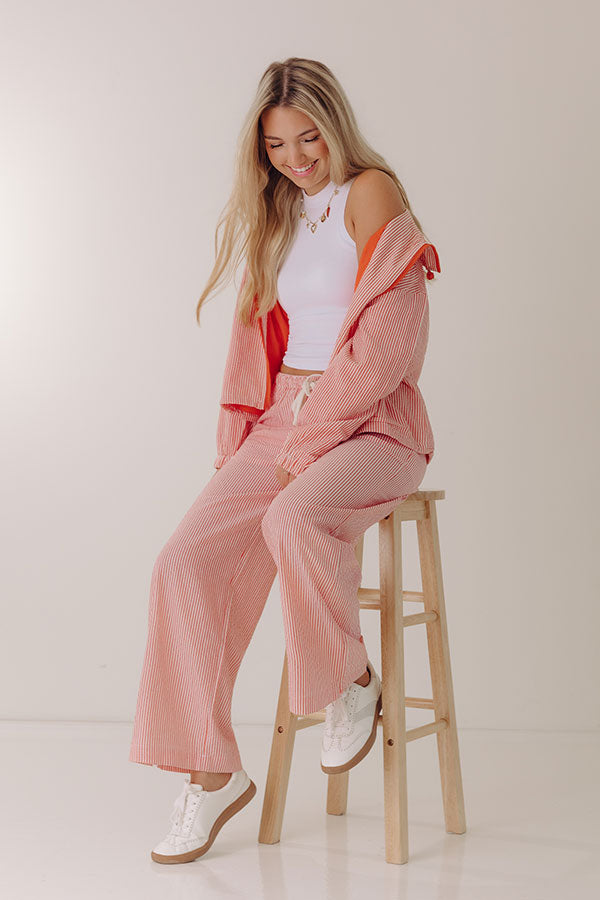 Seaside Charm Midrise Stripe Pants in Tangerine Image - 1
