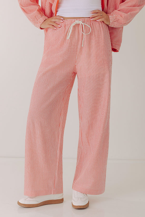 Seaside Charm Midrise Stripe Pants in Tangerine Image - 2