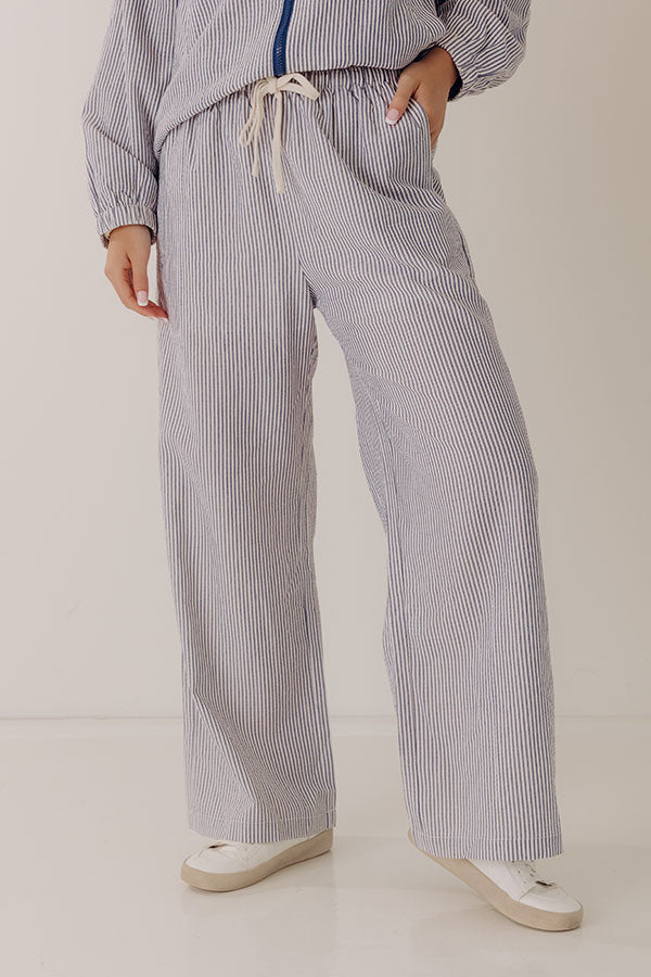 Seaside Charm Midrise Stripe Pants in Navy Image - 2
