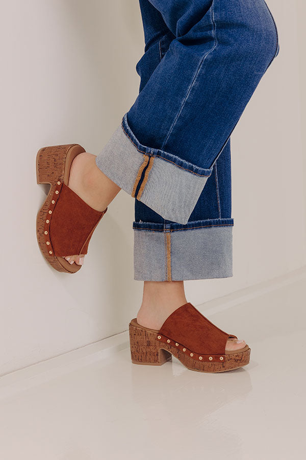 Call Me Faux Suede Platform Heel in Chocolate