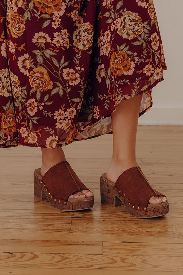 Call Me Faux Suede Platform Heel in Chocolate