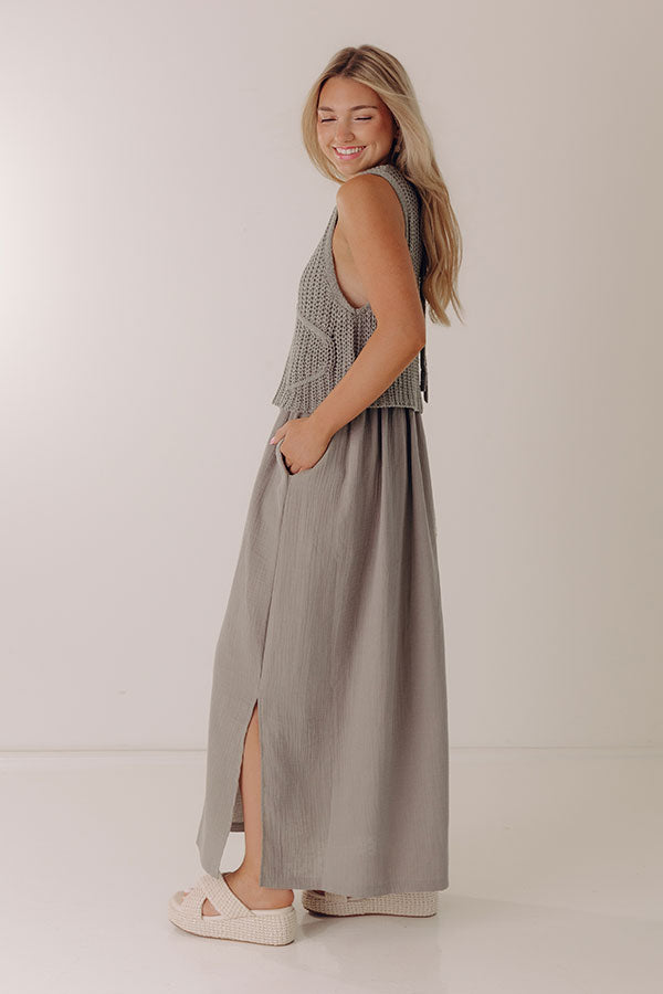 Beach House Brunch Mixed Media Maxi Dress Image - 4