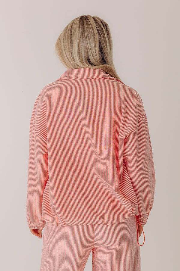 Seaside Charm Stripe Lightweight Jacket in Tangerine Image - 4