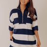 Simple Staple Quarter Zip Stripe Top in Navy Image - 1