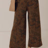 Botanical Club High Waist Floral Wide Leg Pants in Chestnut Image - 1