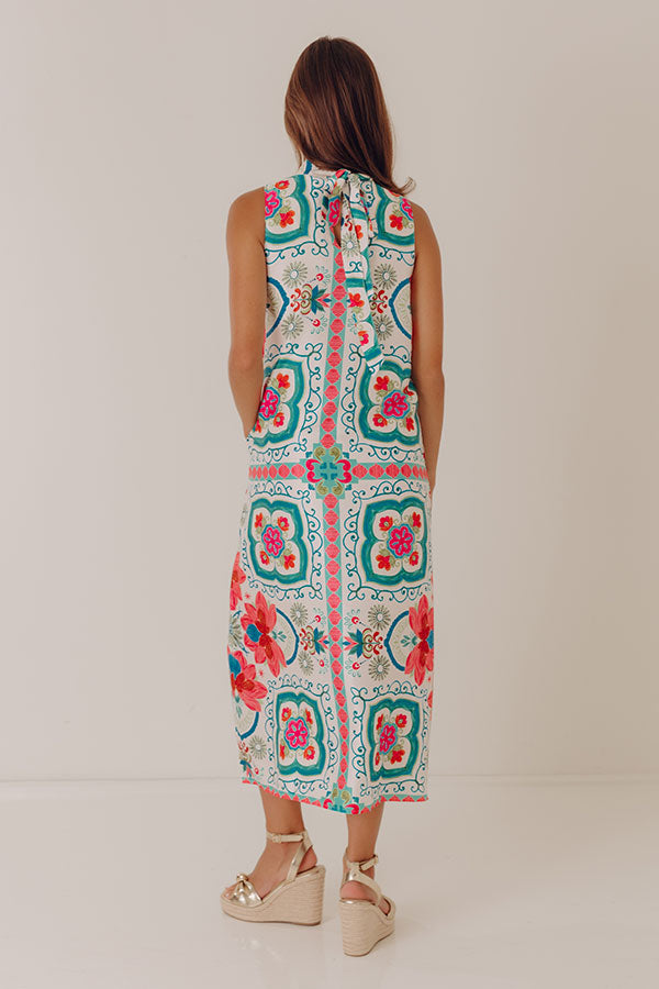 Paradise Lane Floral Satin Midi Dress in Ivory Image - 4