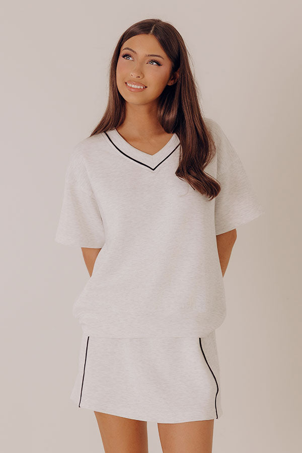 Simply Charming Scuba Tee in Light Grey