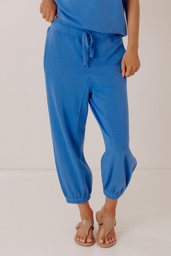 Casual Ease Midrise Cropped Joggers in Ocean Blue Image - 1