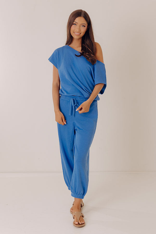 Casual Ease Midrise Cropped Joggers in Ocean Blue Image - 2