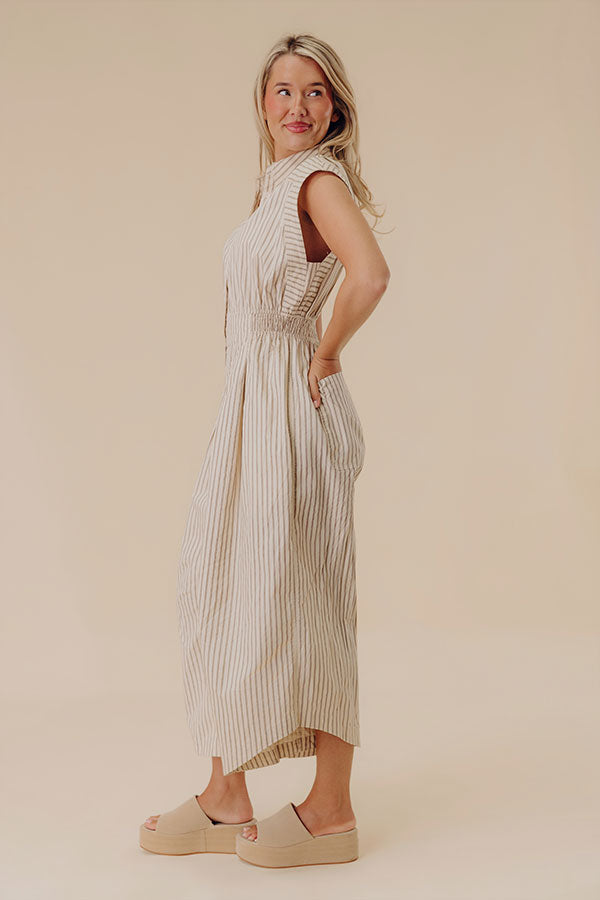 Haute Line Wide Leg Stripe Jumpsuit Image - 3