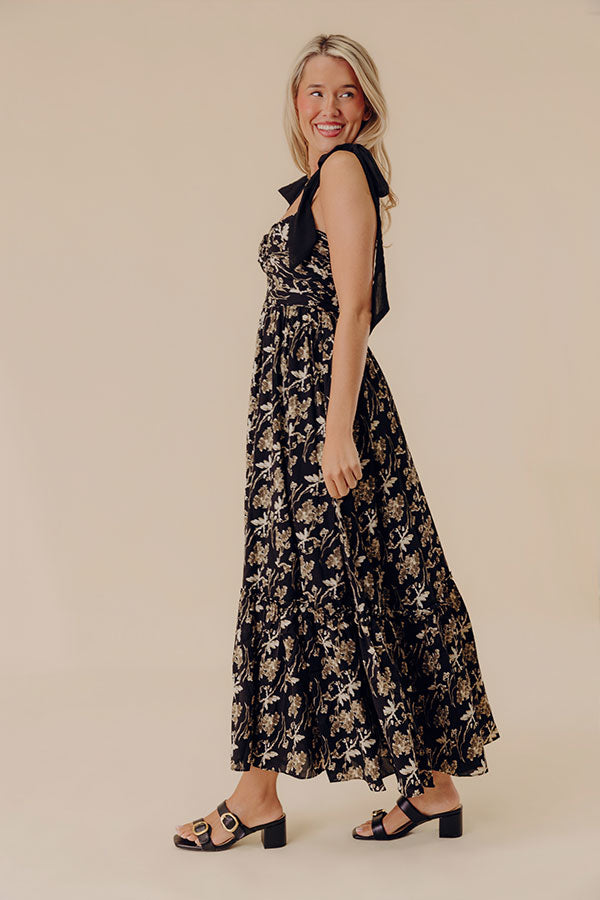Country Estate Floral Midi Dress in Black Image - 3